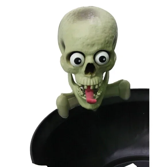 Gemmy Animated Halloween Motion Skull Candy Bowl Eyes Pop Talks Tongue Works